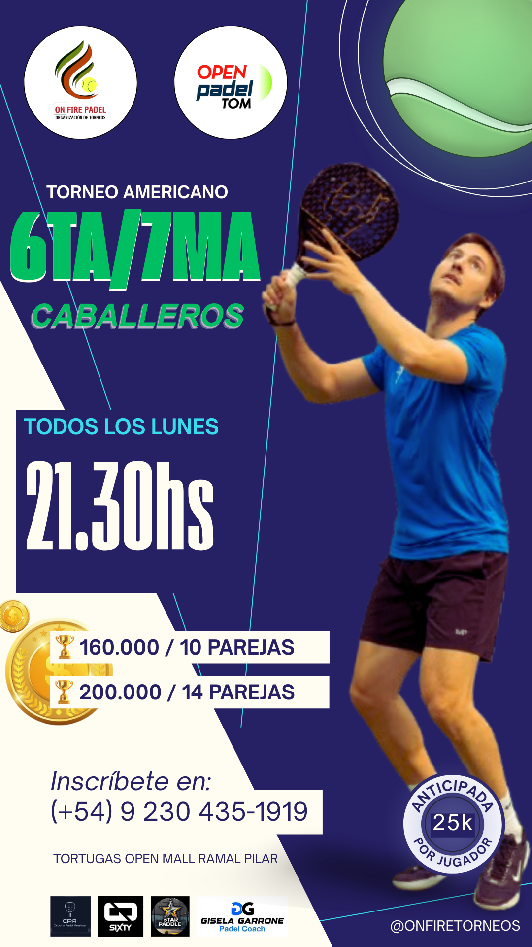 TORNEO AMERICANO 6TA/7MA CABALLEROS/ LUNES 22/12 21:30HS/ TORTUGAS OPEN MALL
