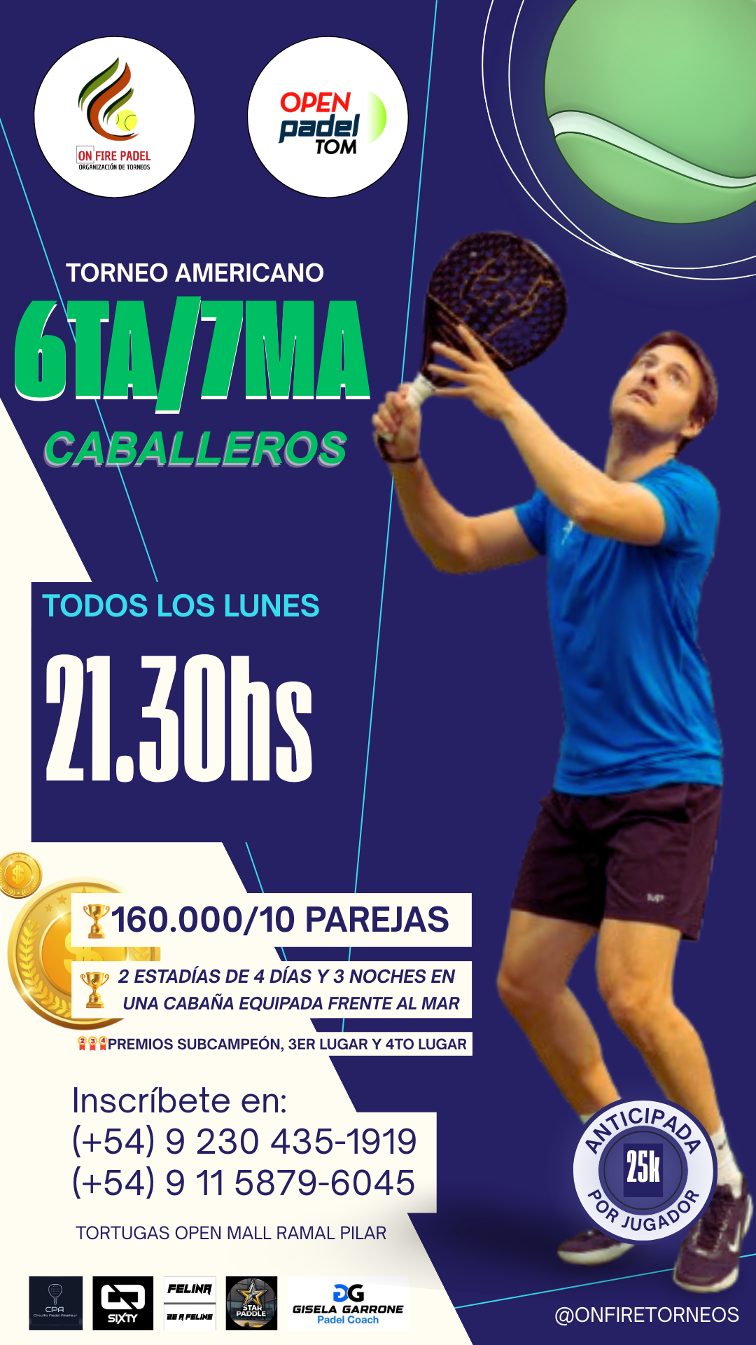 TORNEO AMERICANO CABALLEROS 6TA/7MA _TODOS LOS LUNES_21.30HS_TORTUGAS OPEN MALL