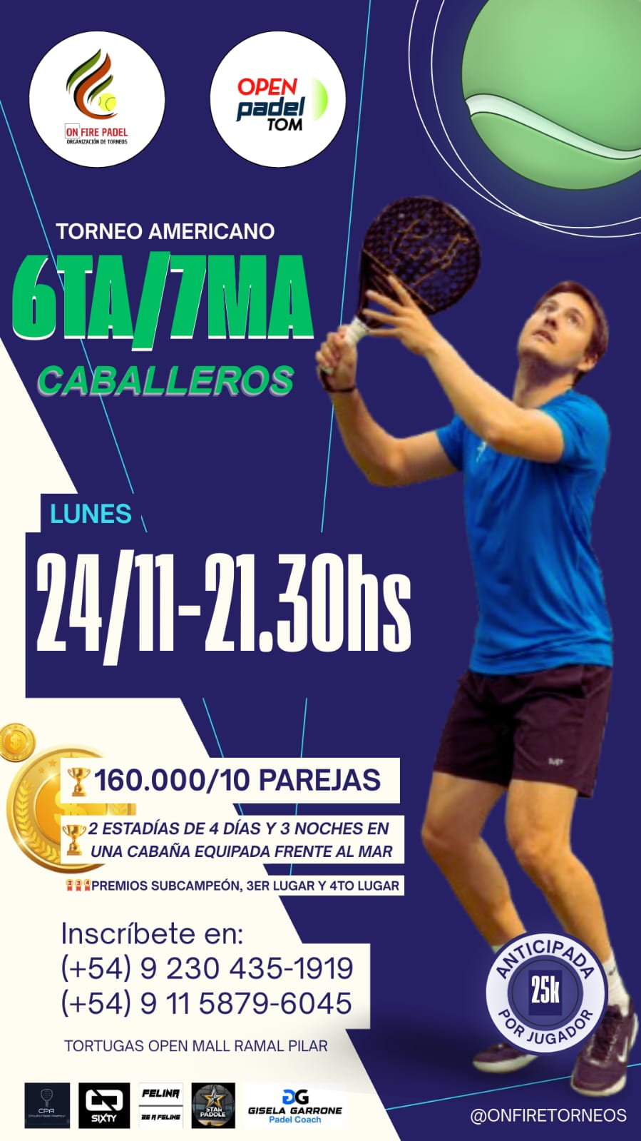 LUNES 24-11-2025 6TA OPEN PADEL TOM 21:30HS