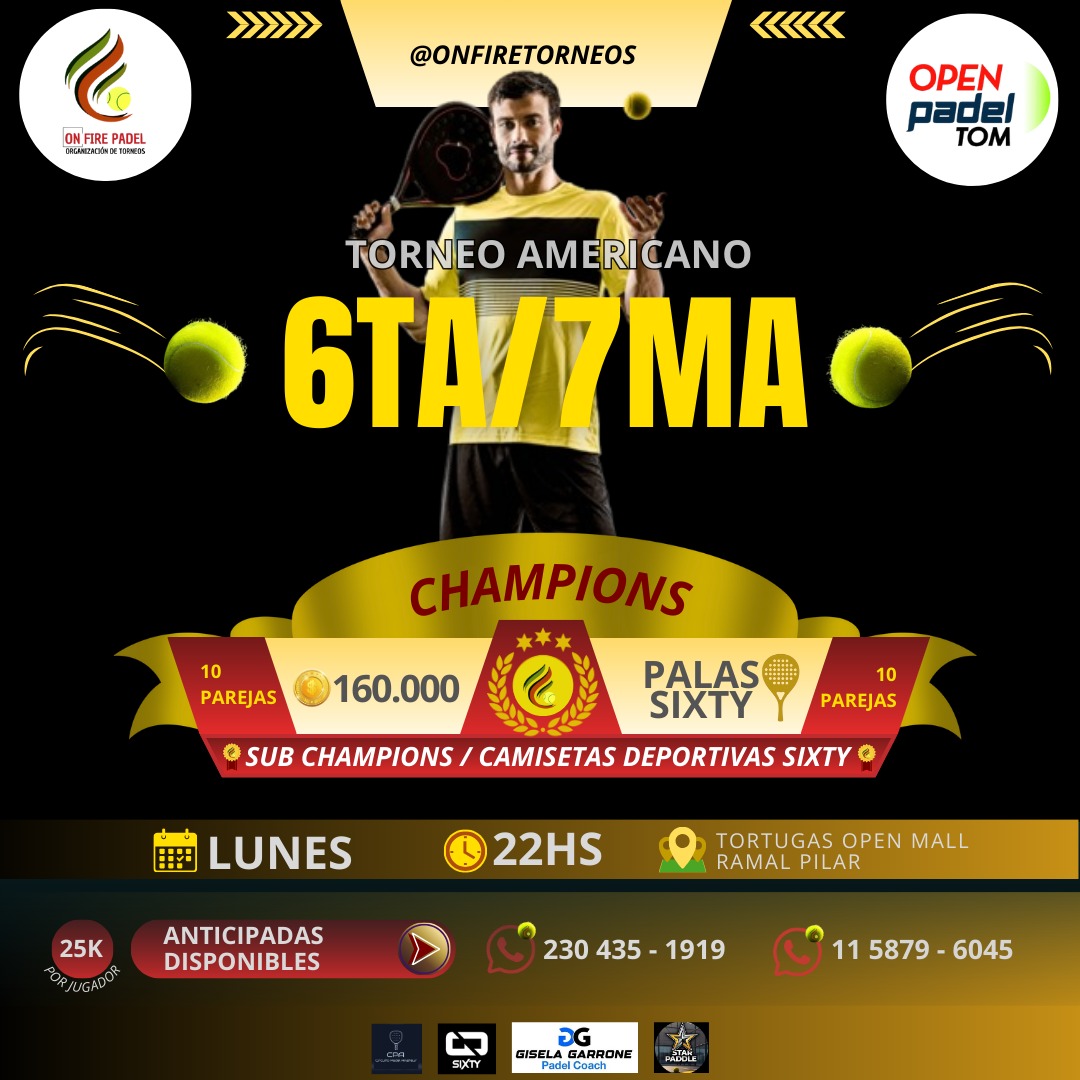 LUNES 15-12-2025 6TA OPEN PADEL TOM 22HS