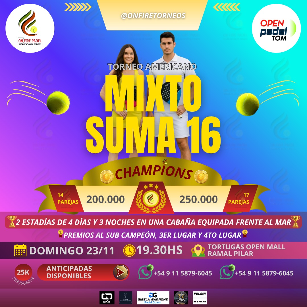 DOMINGO 23-11 MIXTO SUMA 16 OPEN PADEL TOM